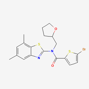 molecular formula C19H19BrN2O2S2 B2657182 5-bromo-N-(5,7-dimethylbenzo[d]thiazol-2-yl)-N-((tetrahydrofuran-2-yl)methyl)thiophene-2-carboxamide CAS No. 920192-41-2