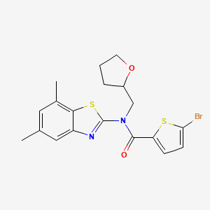 molecular formula C19H19BrN2O2S2 B2657182 5-溴-N-(5,7-二甲基苯并[d]噻唑-2-基)-N-((四氢呋喃-2-基)甲基)噻吩-2-甲酰胺 CAS No. 920192-41-2