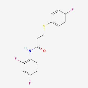 molecular formula C15H12F3NOS B2657187 N-(2,4-difluorophenyl)-3-(4-fluorophenyl)sulfanylpropanamide CAS No. 896356-75-5