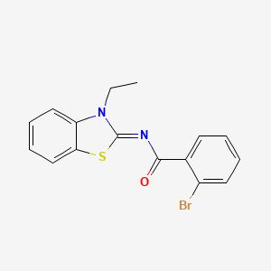 molecular formula C16H13BrN2OS B2657207 (E)-2-溴-N-(3-乙基苯并[d]噻唑-2(3H)-亚甲基)苯甲酰胺 CAS No. 865544-70-3