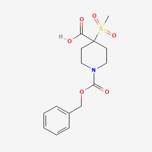 molecular formula C15H19NO6S B2657209 4-Methylsulfonyl-1-phenylmethoxycarbonylpiperidine-4-carboxylic acid CAS No. 2287311-02-6