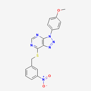 molecular formula C18H14N6O3S B2657213 3-(4-甲氧基苯基)-7-[(3-硝基苯基)甲硫基]三唑并[4,5-d]嘧啶 CAS No. 941956-51-0