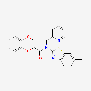 molecular formula C23H19N3O3S B2657240 N-(6-methylbenzo[d]thiazol-2-yl)-N-(pyridin-2-ylmethyl)-2,3-dihydrobenzo[b][1,4]dioxine-2-carboxamide CAS No. 941878-29-1