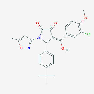 molecular formula C26H25ClN2O5 B265725 5-(4-tert-butylphenyl)-4-(3-chloro-4-methoxybenzoyl)-3-hydroxy-1-(5-methyl-3-isoxazolyl)-1,5-dihydro-2H-pyrrol-2-one 