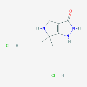 molecular formula C7H13Cl2N3O B2657261 6,6-二甲基-1,2,4,5-四氢吡咯并[3,4-c]吡唑-3-酮;二盐酸盐 CAS No. 2305252-99-5