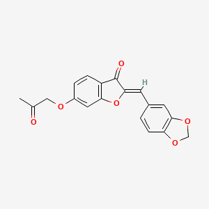 molecular formula C19H14O6 B2657263 (Z)-2-(benzo[d][1,3]dioxol-5-ylmethylene)-6-(2-oxopropoxy)benzofuran-3(2H)-one CAS No. 859664-20-3