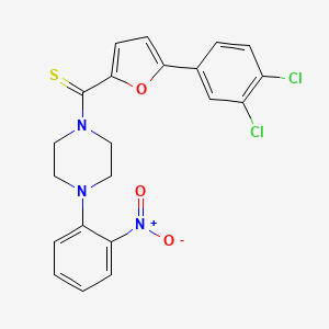 molecular formula C21H17Cl2N3O3S B2657265 (5-(3,4-二氯苯基)呋喃-2-基)(4-(2-硝基苯基)哌嗪-1-基)甲硫酮 CAS No. 459194-79-7