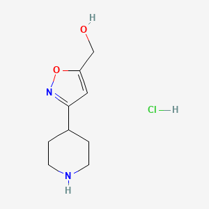 molecular formula C9H15ClN2O2 B2657271 (3-(Piperidin-4-yl)isoxazol-5-yl)methanol hydrochloride CAS No. 2248292-73-9