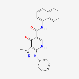 molecular formula C24H18N4O2 B2657274 3-甲基-N-(萘-1-基)-4-氧代-1-苯基-4,7-二氢-1H-吡唑并[3,4-b]吡啶-5-甲酰胺 CAS No. 898412-54-9