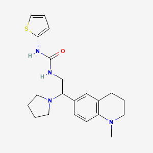 molecular formula C21H28N4OS B2657280 1-(2-(1-Methyl-1,2,3,4-tetrahydroquinolin-6-yl)-2-(pyrrolidin-1-yl)ethyl)-3-(thiophen-2-yl)urea CAS No. 1203402-84-9