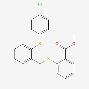 molecular formula C21H17ClO2S2 B2657283 Methyl 2-({2-[(4-chlorophenyl)sulfanyl]benzyl}sulfanyl)benzenecarboxylate CAS No. 337923-73-6