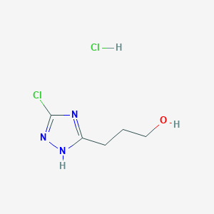 molecular formula C5H9Cl2N3O B2657291 3-(3-chloro-1H-1,2,4-triazol-5-yl)propan-1-ol hydrochloride CAS No. 1279219-22-5