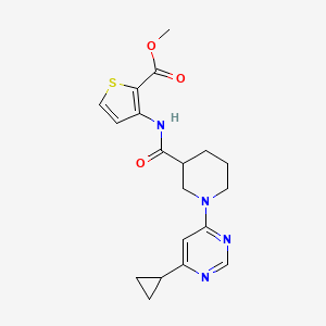 molecular formula C19H22N4O3S B2657295 Methyl 3-(1-(6-cyclopropylpyrimidin-4-yl)piperidine-3-carboxamido)thiophene-2-carboxylate CAS No. 1787918-35-7