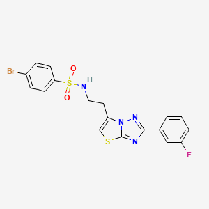molecular formula C18H14BrFN4O2S2 B2657296 4-bromo-N-(2-(2-(3-fluorophenyl)thiazolo[3,2-b][1,2,4]triazol-6-yl)ethyl)benzenesulfonamide CAS No. 946306-60-1