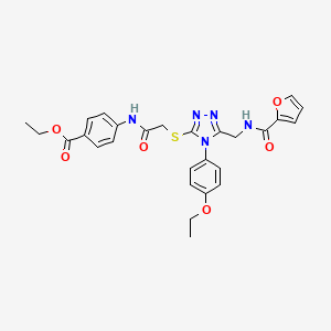 molecular formula C27H27N5O6S B2657300 Ethyl 4-[[2-[[4-(4-ethoxyphenyl)-5-[(furan-2-carbonylamino)methyl]-1,2,4-triazol-3-yl]sulfanyl]acetyl]amino]benzoate CAS No. 310450-76-1