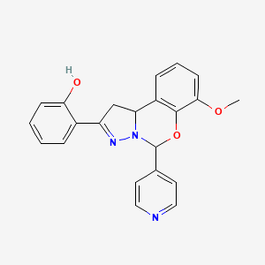 molecular formula C22H19N3O3 B2657308 2-(7-Methoxy-5-pyridin-4-yl-1,10b-dihydropyrazolo[1,5-c][1,3]benzoxazin-2-yl)phenol CAS No. 896620-07-8