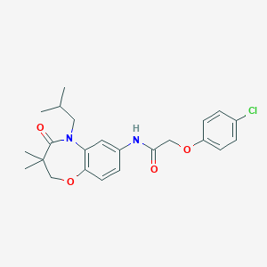molecular formula C23H27ClN2O4 B2657313 2-(4-chlorophenoxy)-N-(5-isobutyl-3,3-dimethyl-4-oxo-2,3,4,5-tetrahydrobenzo[b][1,4]oxazepin-7-yl)acetamide CAS No. 921864-90-6