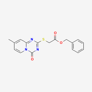 molecular formula C17H15N3O3S B2657314 2-(8-甲基-4-氧代吡啶并[1,2-a][1,3,5]三嗪-2-基)硫代乙酸苄酯 CAS No. 896334-51-3