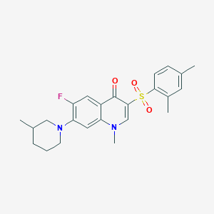 molecular formula C24H27FN2O3S B2657316 3-((2,4-dimethylphenyl)sulfonyl)-6-fluoro-1-methyl-7-(3-methylpiperidin-1-yl)quinolin-4(1H)-one CAS No. 892778-00-6