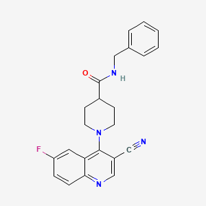 N-benzyl-1-(3-cyano-6-fluoroquinolin-4-yl)piperidine-4-carboxamide