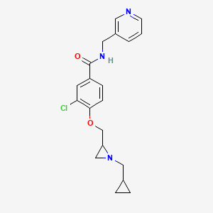 molecular formula C20H22ClN3O2 B2657330 3-Chloro-4-[[1-(cyclopropylmethyl)aziridin-2-yl]methoxy]-N-(pyridin-3-ylmethyl)benzamide CAS No. 2418722-38-8