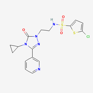 molecular formula C16H16ClN5O3S2 B2657347 5-chloro-N-(2-(4-cyclopropyl-5-oxo-3-(pyridin-3-yl)-4,5-dihydro-1H-1,2,4-triazol-1-yl)ethyl)thiophene-2-sulfonamide CAS No. 1798484-92-0