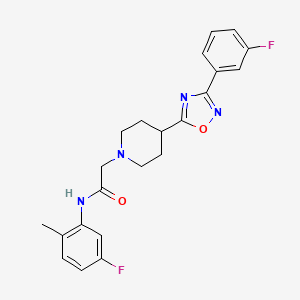 molecular formula C22H22F2N4O2 B2657354 N-(5-fluoro-2-methylphenyl)-2-(4-(3-(3-fluorophenyl)-1,2,4-oxadiazol-5-yl)piperidin-1-yl)acetamide CAS No. 1251703-73-7