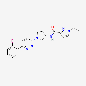 molecular formula C20H21FN6O B2657372 1-乙基-N-(1-(6-(2-氟苯基)哒嗪-3-基)吡咯烷-3-基)-1H-吡唑-3-甲酰胺 CAS No. 1396876-74-6