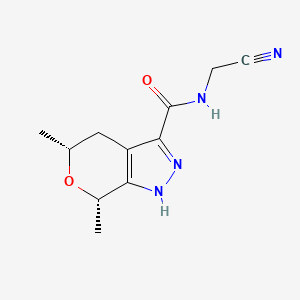 molecular formula C11H14N4O2 B2657380 (5R,7S)-N-(Cyanomethyl)-5,7-dimethyl-1,4,5,7-tetrahydropyrano[3,4-c]pyrazole-3-carboxamide CAS No. 2418593-40-3