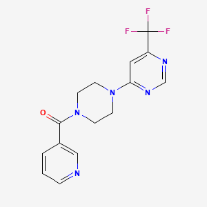 molecular formula C15H14F3N5O B2657394 吡啶-3-基(4-(6-(三氟甲基)嘧啶-4-基)哌嗪-1-基)甲酮 CAS No. 2034441-51-3