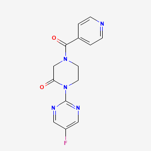 molecular formula C14H12FN5O2 B2657395 1-(5-Fluoropyrimidin-2-yl)-4-(pyridine-4-carbonyl)piperazin-2-one CAS No. 2310156-28-4