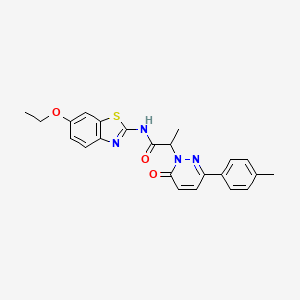 molecular formula C23H22N4O3S B2657401 N-(6-ethoxybenzo[d]thiazol-2-yl)-2-(6-oxo-3-(p-tolyl)pyridazin-1(6H)-yl)propanamide CAS No. 1226449-98-4