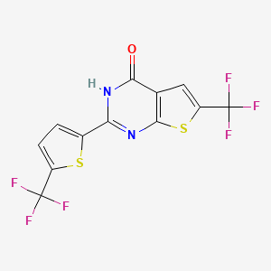 molecular formula C12H4F6N2OS2 B2657402 6-(三氟甲基)-2-[5-(三氟甲基)噻吩-2-基]-3H-噻吩并[2,3-d]嘧啶-4-酮 CAS No. 2503208-86-2