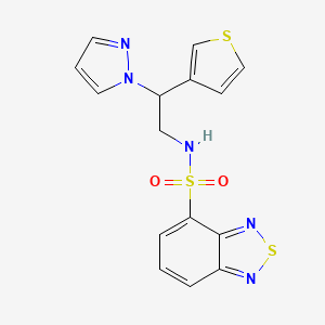 molecular formula C15H13N5O2S3 B2657410 N-(2-(1H-pyrazol-1-yl)-2-(thiophen-3-yl)ethyl)benzo[c][1,2,5]thiadiazole-4-sulfonamide CAS No. 2034494-40-9