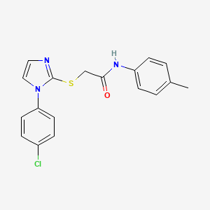 molecular formula C18H16ClN3OS B2657412 2-[1-(4-氯苯基)咪唑-2-基]硫代-N-(4-甲基苯基)乙酰胺 CAS No. 688337-13-5