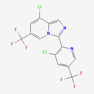 molecular formula C14H5Cl2F6N3 B2657413 8-Chloro-3-[3-chloro-5-(trifluoromethyl)-2-pyridinyl]-6-(trifluoromethyl)imidazo[1,5-a]pyridine CAS No. 338419-98-0