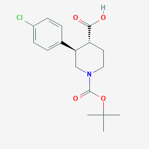 molecular formula C17H22ClNO4 B2657415 (+/-)-反式-1-(叔丁氧羰基)-3-(4-氯苯基)哌啶-4-羧酸 CAS No. 455954-83-3