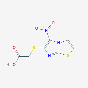 molecular formula C7H5N3O4S2 B2657416 2-[(5-硝基咪唑并[2,1-b][1,3]噻唑-6-基)硫烷基]乙酸 CAS No. 339022-47-8