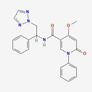 molecular formula C23H21N5O3 B2657420 4-methoxy-6-oxo-1-phenyl-N-(1-phenyl-2-(2H-1,2,3-triazol-2-yl)ethyl)-1,6-dihydropyridine-3-carboxamide CAS No. 2188279-29-8