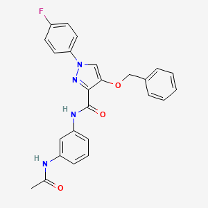 molecular formula C25H21FN4O3 B2657422 N-(3-acetamidophenyl)-4-(benzyloxy)-1-(4-fluorophenyl)-1H-pyrazole-3-carboxamide CAS No. 1172779-68-8