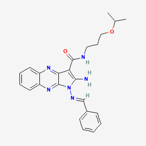 molecular formula C24H26N6O2 B2657427 (E)-2-氨基-1-(苄叉氨基)-N-(3-异丙氧基丙基)-1H-吡咯并[2,3-b]喹喔啉-3-甲酰胺 CAS No. 840516-74-7