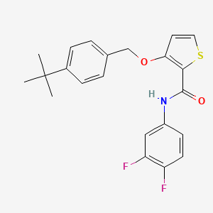 molecular formula C22H21F2NO2S B2657431 3-[(4-叔丁基苯基)甲氧基]-N-(3,4-二氟苯基)噻吩-2-甲酰胺 CAS No. 344270-65-1