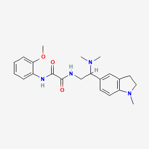 molecular formula C22H28N4O3 B2657446 N1-(2-(dimethylamino)-2-(1-methylindolin-5-yl)ethyl)-N2-(2-methoxyphenyl)oxalamide CAS No. 921923-27-5