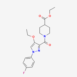 molecular formula C20H24FN3O4 B2657450 1-(4-乙氧基-1-(4-氟苯基)-1H-吡唑-3-羰基)哌啶-4-羧酸乙酯 CAS No. 1210200-54-6