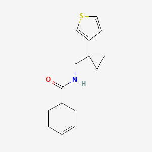 molecular formula C15H19NOS B2657455 N-[(1-Thiophen-3-ylcyclopropyl)methyl]cyclohex-3-ene-1-carboxamide CAS No. 2415511-41-8