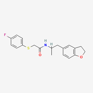 molecular formula C19H20FNO2S B2657464 N-(1-(2,3-dihydrobenzofuran-5-yl)propan-2-yl)-2-((4-fluorophenyl)thio)acetamide CAS No. 2034515-47-2