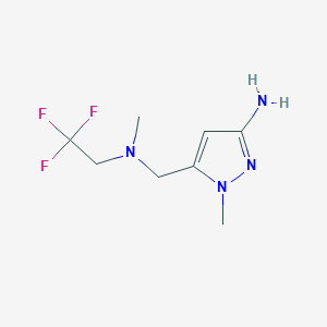 molecular formula C8H13F3N4 B2657466 1-methyl-5-{[methyl(2,2,2-trifluoroethyl)amino]methyl}-1H-pyrazol-3-amine CAS No. 1856063-25-6