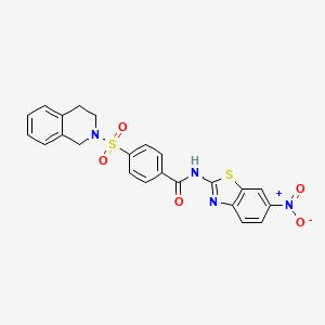 molecular formula C23H18N4O5S2 B2657481 4-((3,4-二氢异喹啉-2(1H)-基)磺酰基)-N-(6-硝基苯并[d]噻唑-2-基)苯甲酰胺 CAS No. 441289-75-4