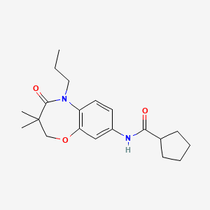 molecular formula C20H28N2O3 B2657482 N-(3,3-dimethyl-4-oxo-5-propyl-2,3,4,5-tetrahydrobenzo[b][1,4]oxazepin-8-yl)cyclopentanecarboxamide CAS No. 921566-53-2