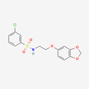 molecular formula C15H14ClNO5S B2657488 N-(2-(苯并[d][1,3]二氧杂环-5-氧基)乙基)-3-氯苯磺酰胺 CAS No. 1105235-08-2